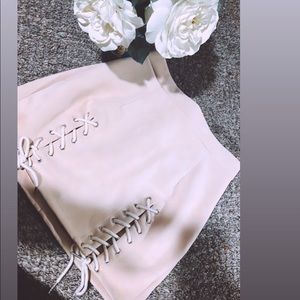 Cream suede mini shirt